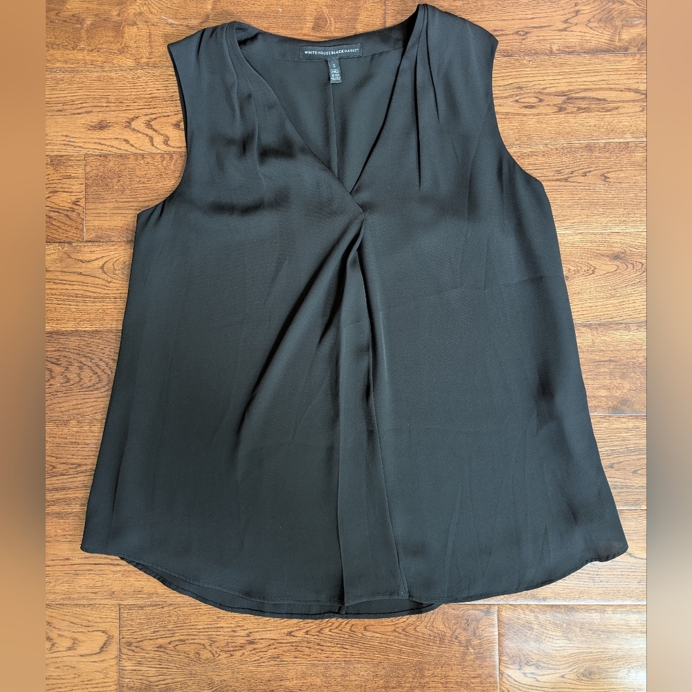 NWOT White House Black Market Sleeveless Black Blouse Size 2